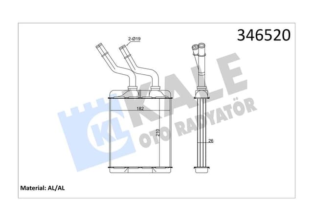 KALE KALORİFER RADYATÖRÜ ALFA ROMEO 147-156-GT 46799655 OEM: 46799655 - KALE 346520 kodlu oto yedek parça
