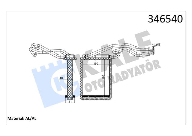 KALE KALORIFER RADYATORU FIESTA V 01 08 FUSION 01 12 MAZDA II 121 2S6H18B539AB-1206926-DD1061A10 OEM: 2S6H18B539AB-1206926-DD1061A10 - KALE 346540 kodlu oto yedek parça