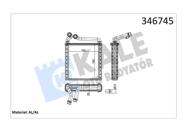 KALE KALORİFER RADYATÖRÜ GOLF V-PLUS-OCTAVIA 1.4-1.6-1.9-2.0-PASSAT 1.6-1.9-2.0 153x180x27 Mk Ot AC /- 3C0819031-3C0819031A OEM: 3C0819031-3C0819031A - KALE 346745 kodlu oto yedek parça