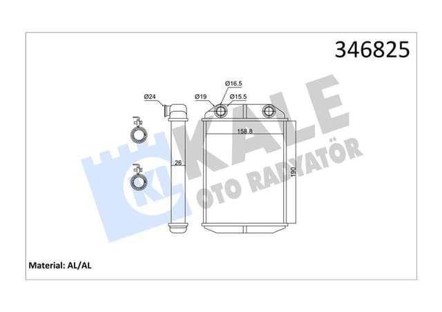 KALE KALORİFER RADYATÖRÜ DACIA DOKKER 12 LODGY 12 1.2 TCE 1.3 TCE 1.5dCi 1.6 271154491R OEM: 271154491R - KALE 346825 kodlu oto yedek parça