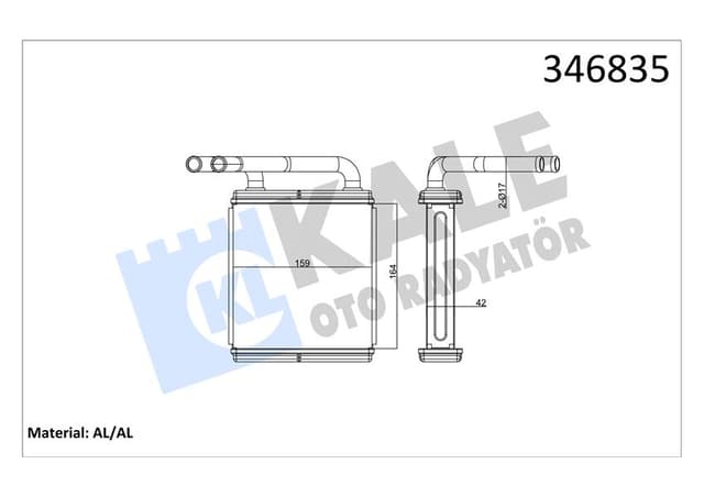 KALE KALORİFER RADYATÖRÜ HYUNDAI H100 2.5L D4BA PANELVAN 94-00 - ALEMİNYUM 9721143010-9721143100-9721143050 OEM: 9721143010-9721143100-9721143050 - KALE 346835 kodlu oto yedek parça