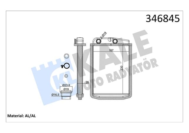 KALE KALORİFER RADYATÖRÜ PEUGEOT BOXER III CITROEN JUMPER FIAT DUCATO III 06 230X163X26 6448.R0-77364073 OEM: 6448.R0-77364073 - KALE 346845 kodlu oto yedek parça