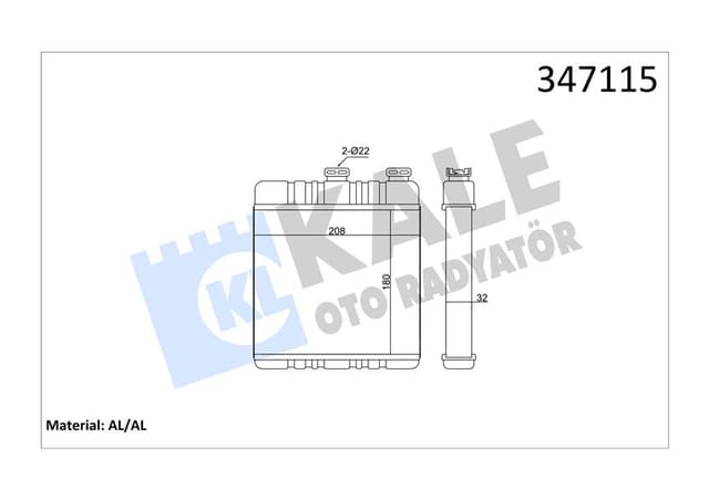 KALE KALORİFER RADYATÖRÜ ASTRA G-ZAFIRA 206x180x32 1618142-9117283 OEM: 1618142-9117283 - KALE 347115 kodlu oto yedek parça