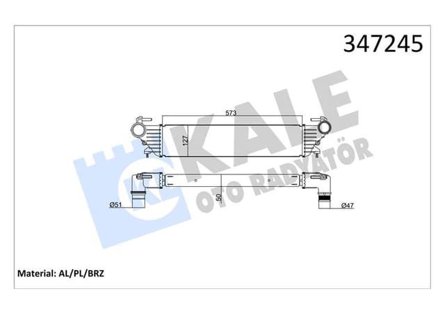 KALE TURBO RADYATÖRÜ INTERCOOLER FIAT EGEA-FIAT 500L 1.3-1.6 JTD-1.4 51887954 OEM: 51887954 - KALE 347245 kodlu oto yedek parça