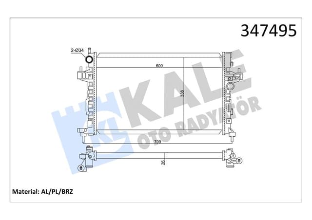 KALE SU RADYATÖRÜ OPEL CORSA C-COMBO-TIGRA 1.3 1.7 CDTI 03 MT AC BRAZING 600x348x26 13100381-24466780-93177424-93177593 1300259-1300261-1310381 OEM: 1300259-1300261-1310381 - KALE 347495 kodlu oto yedek parça