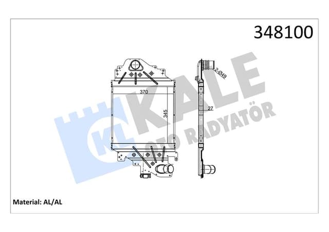 KALE TURBO RADYATÖRÜ INTERCOOLER CLIO II 1.5DCI AL/PL/BRZ 345x370x27 8200252209 OEM: 8200252209 - KALE 348100 kodlu oto yedek parça