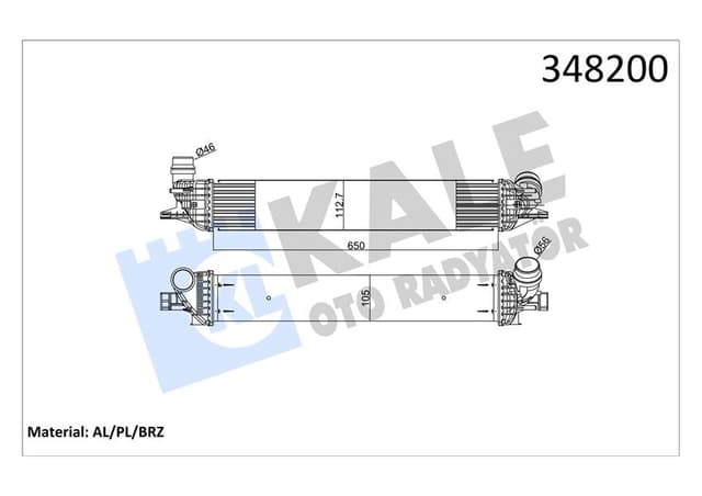 KALE TURBO RADYATÖRÜ INTERCOOLER LGN III 2.0 DCI AL-PL-BRZ 652x112x108 144960001R OEM: 144960001R - KALE 348200 kodlu oto yedek parça