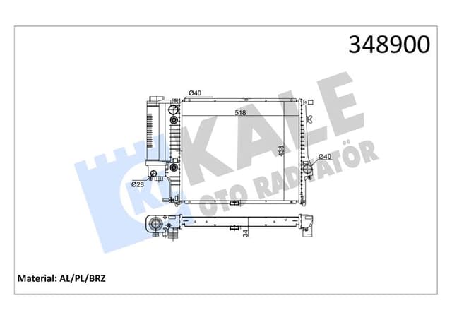 KALE MOTOR SU RADYATORU OTM/SANZ KLIMALI BMW M20 M50 E34 17111723527 OEM: 17111723527 - KALE 348900 kodlu oto yedek parça