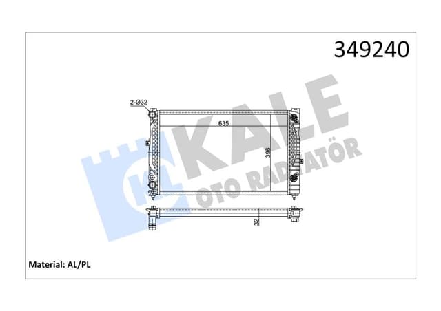 KALE RADYATÖR PASSAT 96-00 A4 95-01 A6 00-05 ADP-AHL-ANA-ARM AC KLİMASIZ MEK OTOM 630x412x34 8D0121251BC-8D0121251M OEM: 8D0121251BC-8D0121251M - KALE 349240 kodlu oto yedek parça