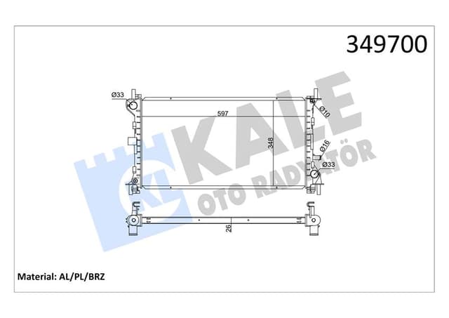 KALE MOTOR SU RADYATORU AC FOCUS 2.0 98 05 KLIMALI MANUEL BRAEZING 600 348 26 ME98AB8005MF-1061191-1061192 OEM: ME98AB8005MF-1061191-1061192 - KALE 349700 kodlu oto yedek parça