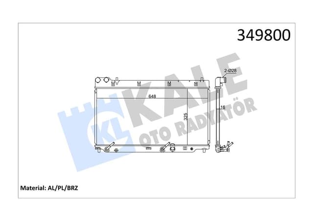 KALE RADYATÖR JAZZ II AL/PL/BRZ 325x648x16 19010PWAE01-19010PWAJ51 OEM: 19010PWAE01-19010PWAJ51 - KALE 349800 kodlu oto yedek parça