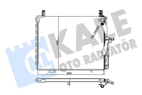 KALE KLIMA RADYATORU MERCEDES W124 S124 A124 C124 A1248301970 OEM: A1248301970 - KALE 354055 kodlu oto yedek parça