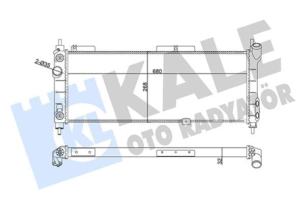 KALE SU RADYATÖRÜ OPEL CORSA B-COMBO-TIGRA 1.2I 1.4I 1.6I 16V 93 AT AC MEKANİK 680x268x32 1300152-1300153-52459322 OEM: 1300152-1300153-52459322 - KALE 357025 kodlu oto yedek parça