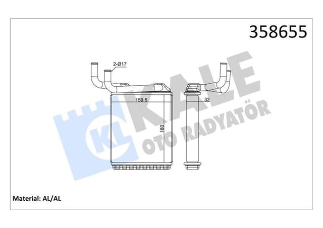 KALE KALORİFER RADYATÖRÜ MITSUBISHI CANTER 3.9L 4D34 4D34T FE659 97-06 - ALEMİNYUM MC154332-MC148142 OEM: MC154332-MC148142 - KALE 358655 kodlu oto yedek parça