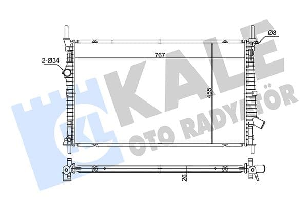 KALE MOTOR SU RADYATÖRÜ FORD TRANSIT CUSTOM 2.0TDCI ECOBLUE 15 AT MT BRAZING 767x455x26 GK218005BC 1935473-2002228-GK218005BB OEM: 1935473-2002228-GK218005BB - KALE 362680 kodlu oto yedek parça