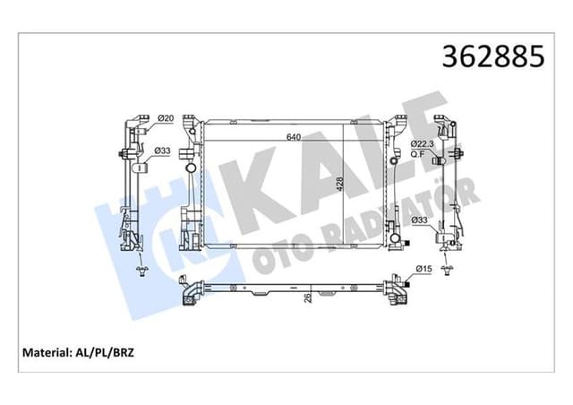 KALE MOTOR SU RADYATORU MERCEDES W176 W246 C117 X117 X156 A2465001303 OEM: A2465001303 - KALE 362885 kodlu oto yedek parça