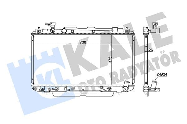 KALE RADYATÖR TOYOTA RAV 4 II AL/PL/BRZ 375x738x26 1640028500-1640028140-1640028190 OEM: 1640028500-1640028140-1640028190 - KALE 366100 kodlu oto yedek parça