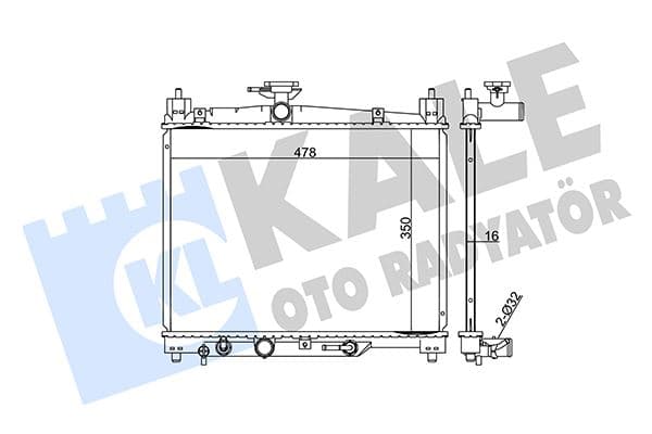 KALE RADYATÖR YARIS AL/PL/BRZ 350x478x16 1640023090 OEM: 1640023090 - KALE 371700 kodlu oto yedek parça
