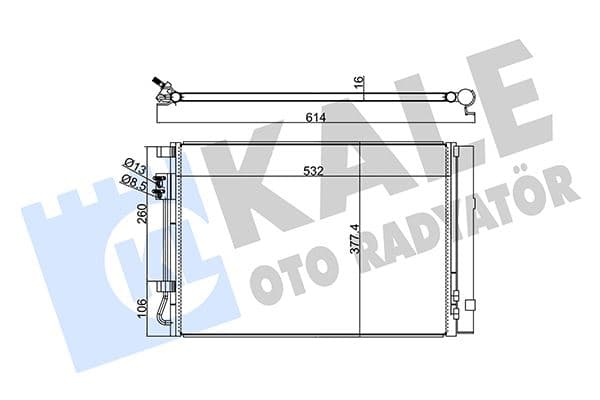 KALE KLİMA KONDENSERİ ACCENT BLUE 1.4İ / KIA RIO III AL/AL 530x371x16 976061R000 OEM: 976061R000 - KALE 380200 kodlu oto yedek parça
