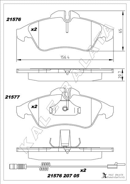 KALE-BALATA BALATA ÖN  - KALE 21576 207 05 ANS KD20 kodlu oto yedek parça