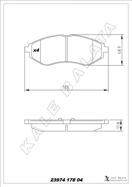 KALE-BALATA ÖN FREN BALATASI CHEVROLET AVEO 05> KALOS 02> OEM: 94566892-96534653-PW892497-WVA23974 - KALE 23974 178 04 ANS KD13 kodlu oto yedek parça
