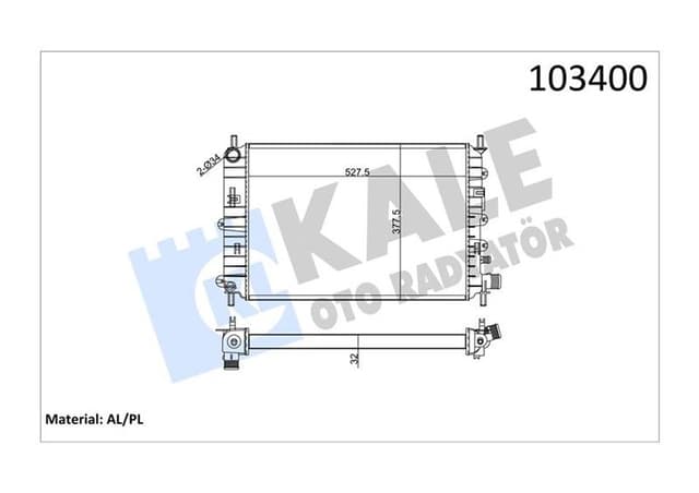 KALE-RADYATOR MOTOR SU RADYATORU ESCORT CLX 1.6 ZETEC 95 01 2 SIRA AL PL 94AT8005BA OEM: 94AT8005BA - KALE 0210172AL kodlu oto yedek parça