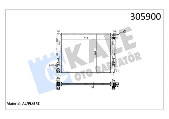 KALE-RADYATOR MOTOR SU RADYATORU CAPTUR I 12 CLIO IV 12 DOKKER 12 SYMBOL III 14 SANDERO II 12 0.9 TCE 1.2 TCE 1.5 DCI 1.6 506x414x18 214107326R-214100055R OEM: 214107326R-214100055R - KALE 0518591AB kodlu oto yedek parça