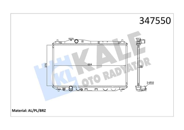 KALE-RADYATOR RADYATÖR AL/PL/BRZ CIVIC IX MT OEM: 19010R1AA02 - KALE 347550 kodlu oto yedek parça