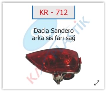 KAYA ARKA SİS FAR LAMBASI SAĞ SYMBOL-MGN 4-SANDERO JOY MODEL OEM: 265804720R - KAYA KR712 kodlu oto yedek parça