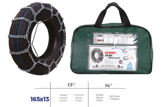 KNK PATİNAJ ZİNCİRİ BİNEK VE HAFİF TİC.ARAÇ SERME 13-14 JANT 590x13 ZİNCİR EBATLARI İÇİN RESİME BAKINIZ  - KNK2 165X13 kodlu oto yedek parça