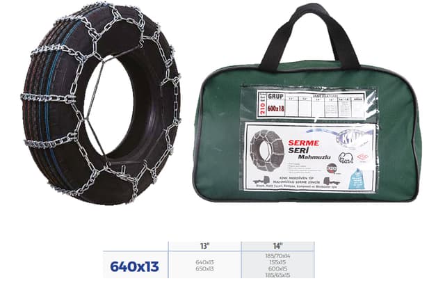 KNK PATİNAJ ZİNCİRİ BİNEK VE HAFİF TİC.ARAÇ SERME 13-14 JANT 640x13 ZİNCİR EBATLARI İÇİN RESİME BAKINIZ  - KNK2 640X13 kodlu oto yedek parça