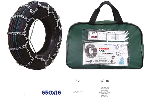 KNK PATİNAJ ZİNCİRİ MİNİBÜS VE KAMYONET SERME 650x16 ZİNCİR EBATLARI İÇİN RESİME BAKINIZ  - KNK3 650X16 kodlu oto yedek parça