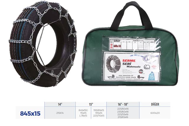 KNK PATİNAJ ZİNCİRİ MİNİBÜS VE KAMYONET SERME 215x65x16 TRANSPORTER ZİNCİR EBATLARI İÇİN RESİME BAKINIZ  - KNK3 845X15 kodlu oto yedek parça