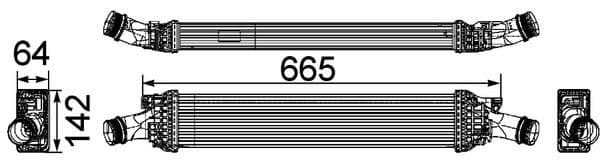 MAHLE TURBO RADYATÖRÜ INTERCOOLER A4-A5 1.8 TFSI-2.0 TFSI 07 A6 1.8TFSI-2.0TFSI 11 665x142x64 8K0145805G-8K0145805P OEM: 8K0145805G-8K0145805P - MAHLE CI170000P kodlu oto yedek parça