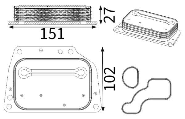 MAHLE YAĞ SOĞUTUCU FIAT EGEA 16> 500L 12> DOBLO 15> FIORINO 16> ALFA ROMEO MİTO 09>18 1.3D MTJ EURO 6 OEM: 46339229-55255370-55283611 - MAHLE CLC420000S kodlu oto yedek parça
