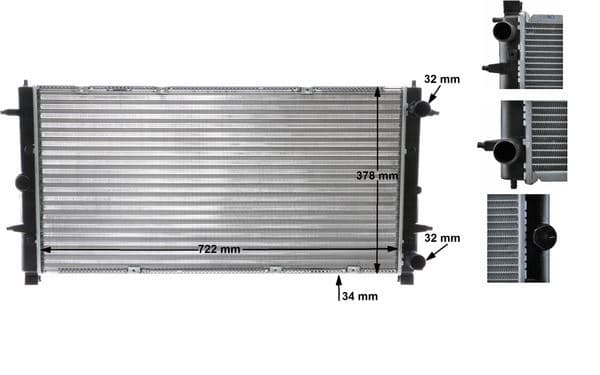 MAHLE RADYATÖR TRANSPORTER T4 2.4-2.5 TDI AC KLİMASIZ MEK OTOM 719x346x34 701121253D-701121253E-701121253F OEM: 701121253D-701121253E-701121253F - MAHLE CR398000S kodlu oto yedek parça