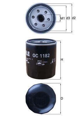 MAHLE YAĞ FİLTRESİ MAZDA 3 09-12 6 02-07 CX-7 09-13 OEM: LF10143029A-LF10143029B-LF8J14302 - MAHLE OC1182 kodlu oto yedek parça