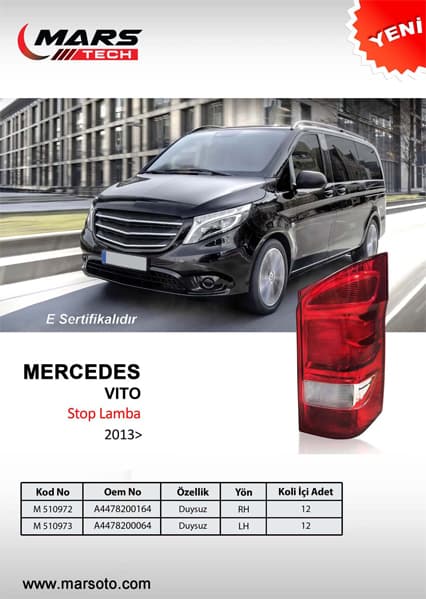 MARS- STOP LAMBASI SAĞ MERCEDES VİTO 13 DUYSUZ  - MARS 510972 kodlu oto yedek parça