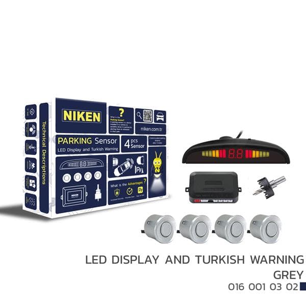 NIKEN PARK SENSÖRÜ LED EKRAN VE TURKCE UYARI GRİ 22MM  - NIKEN 0160010302 kodlu oto yedek parça