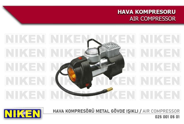 NIKEN HAVA KOMPRESÖRÜ METAL GÖVDE IŞIKLI  - NIKEN 0250010501 kodlu oto yedek parça
