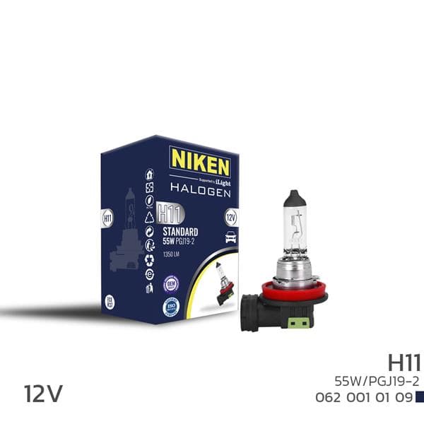 NIKEN NIKEN H11 55W HALOJEN AMPUL PGJ19-2 12V 64211 7701049263-6216.A3 OEM: 7701049263-6216.A3 - NIKEN 0620010109 kodlu oto yedek parça