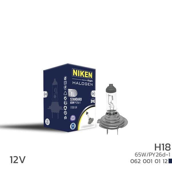 NIKEN NIKEN H18 65W HALOJEN AMPUL PY26d-1 12V  - NIKEN 0620010112 kodlu oto yedek parça