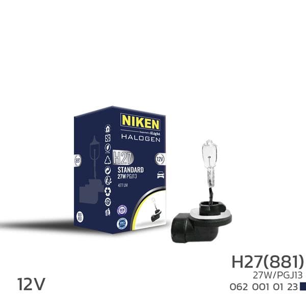 NIKEN NIKEN H27W/2 881 27W HALOJEN AMPUL PGJ13 12V  - NIKEN 0620010123 kodlu oto yedek parça