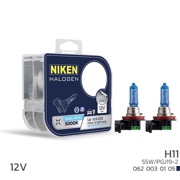 NIKEN NIKEN 12V H11 55W BEYAZ IŞIK AMPUL PG319-2 5000K OEM: UNIVERSAL - NIKEN 0620030105 kodlu oto yedek parça