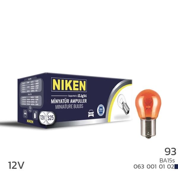 NIKEN NIKEN 93 AMPUL DÜZ BA15s PY21W AMBE 12V 10LU  - NIKEN 0630010102 kodlu oto yedek parça