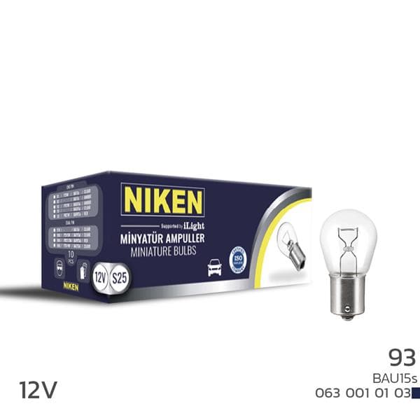 NIKEN NIKEN 93 AMPUL YAKIN TIR. BAU15s P21W 12V 10LU  - NIKEN 0630010103 kodlu oto yedek parça