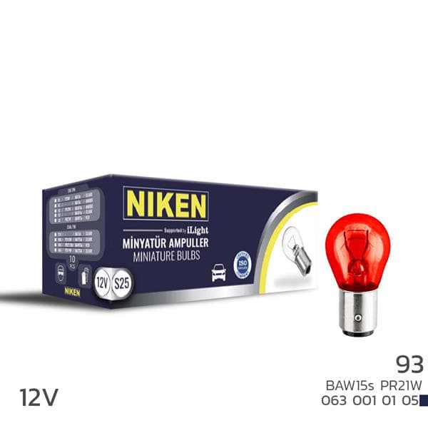 NIKEN NIKEN 93 AMPUL ŞAŞI TERS YK TIR.BAW15s PR21W KR 10LU  - NIKEN 0630010105 kodlu oto yedek parça