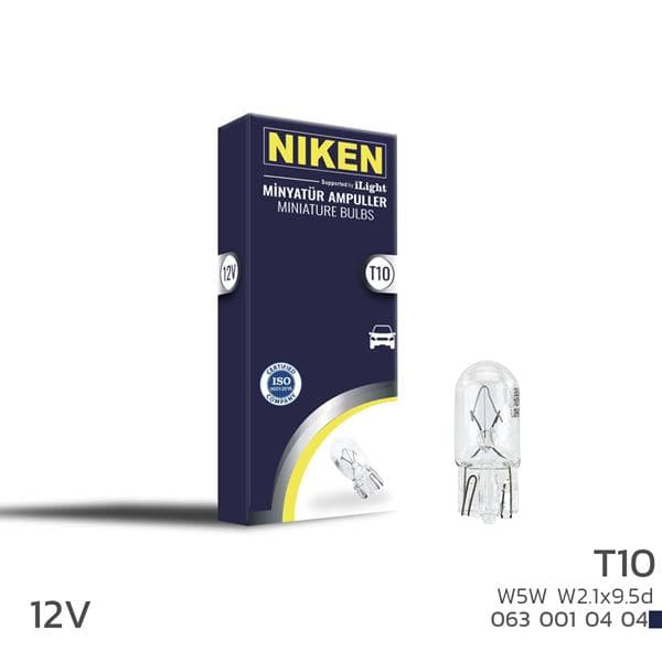 NIKEN NIKEN T10 PARK AMPULU W5W W2.1x9.5d 12V 10LU  - NIKEN 0630010404 kodlu oto yedek parça