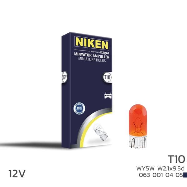 NIKEN NIKEN T10 PARK AMPULU WY5W W2.1x9.5d AMB 12V 10LU  - NIKEN 0630010405 kodlu oto yedek parça