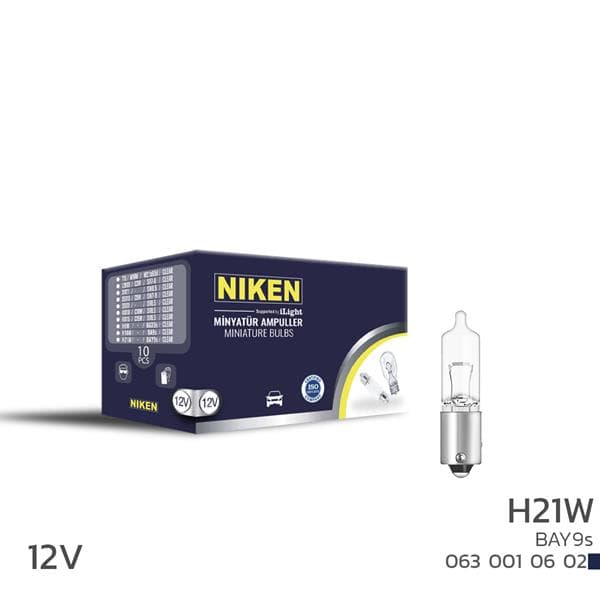 NIKEN NIKEN H21W MINYATUR AMPUL BAY9S 12V 10LU  - NIKEN 0630010602 kodlu oto yedek parça